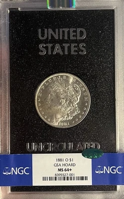 Dólar de plata Morgan 1881-O GSA NGC y CAC MS64+ Foto 1 de 4