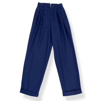 Pantalones Esprit Mujer 1/2 (REAL 22x28.5) Azul Cintura Alta Plisados Cónicos Puños De Colección Foto 1 de 4