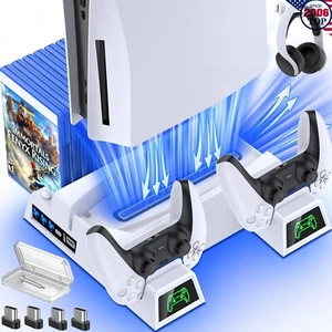 New For Playstation 5 Dualsense Controller Charging Station PS5 Cooling Fan - Picture 1 of 16