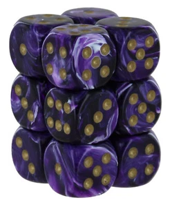 Vortex Purple/gold 16mm d6 Dice Block (12 dice) - Picture 1 of 1