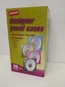 Staples CD DVD Media Designer Jewel Cases 10 mm Thick #636312 25 pack - Photo 1/4