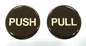 Pegatinas PUSH & PULL - 50 mm plateadas cromadas sobre negras - cúpula de calidad alto brillo - Imagen 1 de 3