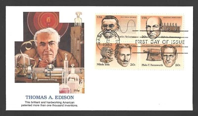 1983 US Postage - SCOTT 2055-58 - 20 CENT - INVENTORS Block of 4 - FDC Fleetwood - Image 1 of 2