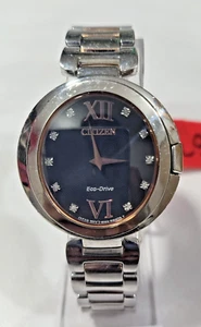 B023-S119511 CITIZEN CAPELLA ECO-DRIVE BLACK DIAL DIAMOND LADIES WATCH EC-97 - Picture 1 of 18