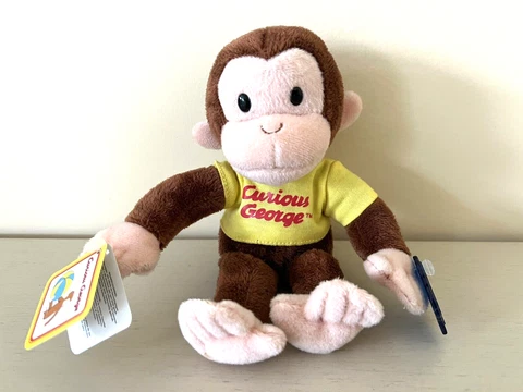 Curious George Celebrity Beanbag Stuffed Plush Monkey Toy Yellow Shirt 8" NEW Cover