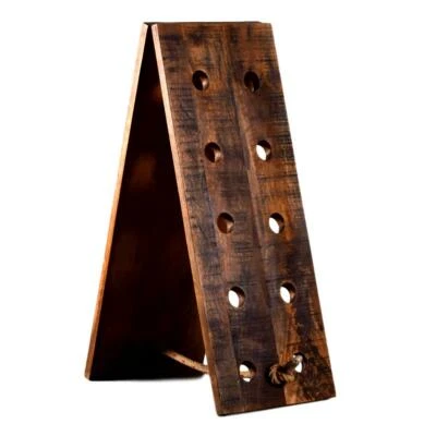 Tablón de madera rústico estante de vino de pie | Soporte de 10 botellas estilo vintage cuerda alta Foto 1 de 3