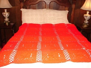 New Handmade Handcrafted Granny Square Crochet Afghan Throw Blanket Color Red - Picture 1 of 11