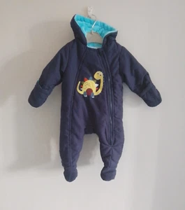 Brand New Blue M&Co lined SUIT Up to 3 months Dinosaur Hood - Picture 1 of 8