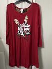 Chico's Nightgown/Lounge Dress Spa Day  Red Boat Neck 3/4 Sleeves Sz L/XL