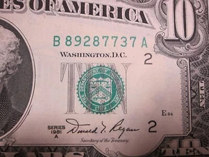 1981A $10 FRN #B89287737A - Picture 1 of 9