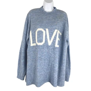 Ulla Popken Sweater Womens Size 20/22 Love Blue White Long Sleeve NWT FS-1164 - Picture 1 of 9