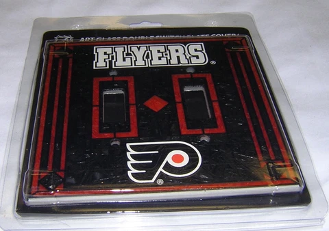 Philadelphia Flyers Art-Glass Double Switch Plate Cover Cover
