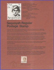 USA8 #1859 U/A PÁGINA DE RECUERDO FDC Sequoyah - Imagen 1 de 1