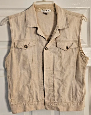 Chaleco Top Vintage R-WEAR Talla S Denim Look Crema Sin Mangas Mezcla Lino/Algodón Foto 1 de 4