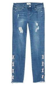 Hudson Girls' Etta Lace-Up Skinny Ankle Jeans - Big Kid Size- 14 - Picture 1 of 3