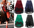 Women's Steampunk Ruffled Party Club Wear Punk Gothic Vintage Red Lace Skirt