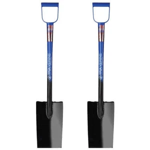 Wolverine DH-12SB All Steel D Handle Spade Shovel 12” Straight Blade Blue 2 Pack - Picture 1 of 2