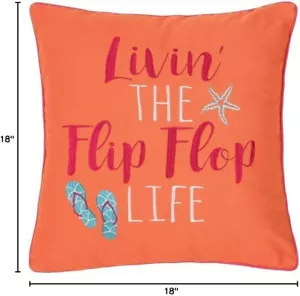 C&F Home Flip Flop Life Pillow Strand Sommer Sandalen bestickt Überwurf Kissen Dec - Bild 1 von 5