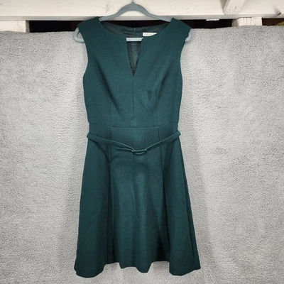 Vestido midi acampanado verde Trina Turk para mujer talla 6 sin mangas cuello en V con cinturón Foto 1 de 4