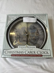 Thomas Kinkade Carol Clock 12 Songs VILLAGE CHRISTMAS 1997 8" diameter NEW - Picture 1 of 9