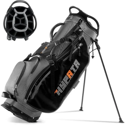 Bolsas de golf para hombre-Bolsa de golf premium de cuero PU con soporte, bolsa de pie de golf  Foto 1 de 4