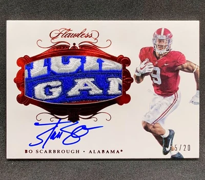 2018 Flawless BO SCARBROUGH Rookie Bowl Logo Patch Auto Ruby Red Foil RC SP /20 - Image 1 of 2