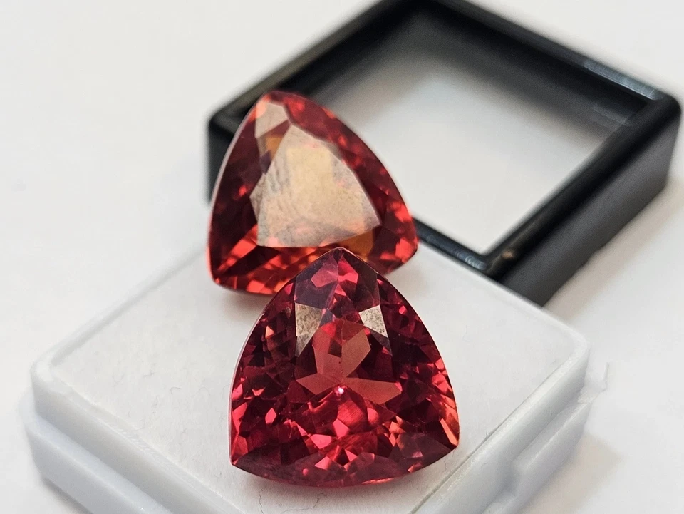 Par de piedras preciosas naturales corte billón de ópalo de fuego mexicano 28-30 quilates certificado EGL Foto 1 de 4