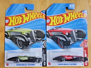 2 2025 Hot Wheels Custom Cadillac Fleetwood 24/250 Green & Red Edition Rod Squad - Picture 1 of 9