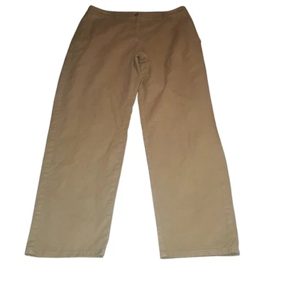 Pantalones al tobillo Eileen Fisher talla 10 (32x27) marrón pierna recta algodón cáñamo chinos Foto 1 de 4