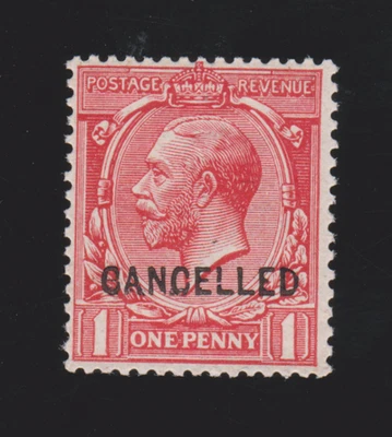 GB KGV SG 357 Overprinted CANCELLED Fine Mint Lightly Hinged 1d Scarlet — 第 1/2 张图片