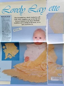 BABY LAYETTE, 2ply Shawl/Leggings/Bootees/Bonnet/Mitts/Jacket - Magazine pullout - Bild 1 von 4