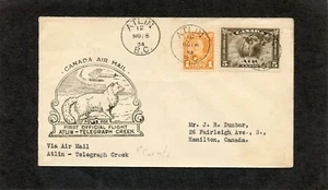 (7275) STAMPS CANADA 1934 FIRST FLIGHT ATLIN - TELEGRAPH CREEK, BC - Picture 1 of 2