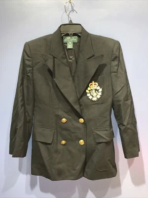 Womens 4P Wool Blazer, Black, Lauren Ralph Lauren Logo Royal Crown USA - Image 1 of 4