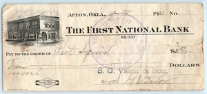 Ephemera Check Afton Oklahoma First National Bank 9-15 1921 scoiattolo peet - Foto 1 di 2