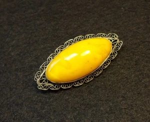 NATURAL OLD ANTIQUE BUTTERSCOTCH EGG YOLK BALTIC AMBER BROOCH. - Picture 1 of 5