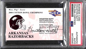 Houston Nutt "Arkansas Razorbacks 3 Time Champs" Auto Signed Business Card PSA - Picture 1 of 3