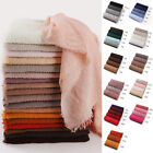 Muslim Women Headscarves Solid Cotton Blend Breathable Long Scarf Shawls Wraps