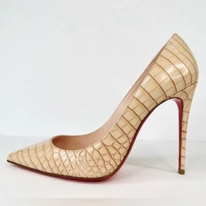 CHRISTIAN LOUBOUTIN Kate 100 mm décolleté in pelle di serpente di coccodrillo goffrate EU 40 - Foto 1 di 12