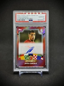 Joao Cancelo 2024 Topps Euro 24 Red Refractor Auto /10 PSA 10 Portugal - Picture 1 of 2