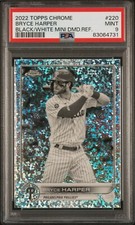 2022 Topps Chrome BRYCE HARPER #220 Black/White Mini Diamond Refractor PSA 9