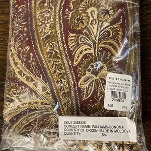 WILLIAMS SONOMA AURORA PAISLEY Dinner Napkins SET 4 EARTH TONES NEW - Picture 1 of 8