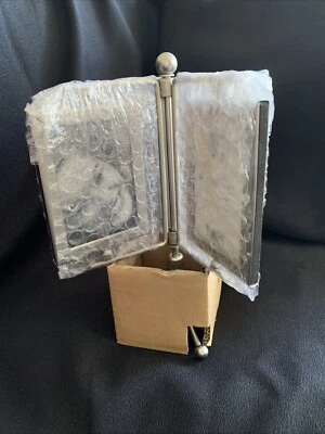 Market Vision Silver Photo Carousel Quad Spinner Double Sided Holds 8-2x3 NO BOX - Image 1 of 4