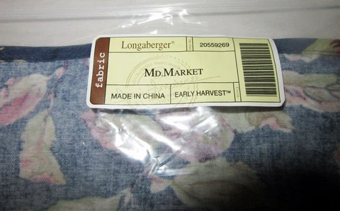 Longaberger Medium Market Basket FABRIC LINER ONLY - EARLY HARVEST BLUE - Pretty Cover