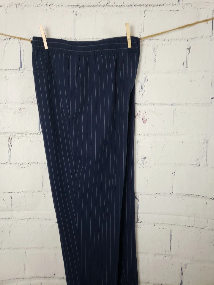 Pantalón Rafaella Mujer Azul Marino Rayas Talla 16 Elástico en Cintura Frente Plano Foto 1 de 4