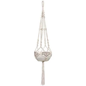 Macrame Plant Hanger Indoor Outdoor Hanging Planter Basket Cotton Rope 4 Legs - Picture 1 of 8