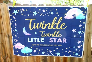 SFONDO FOTO BABY SHOWER TWINKLE TWINKLE LITTLE STAR 40" X 60" ~ NUOVO #Z43 - Foto 1 di 4