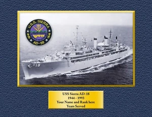 USS SIERRA. AD-18 Individueller Personalisierter Druck der US Navy Geschenkidee - Bild 1 von 12