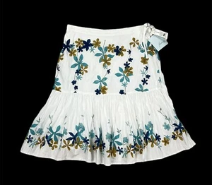 JH Collectibles Damen Perlen Blumen Rüschen Baumwolle Rock GR. 6P Kordelzug Reißverschluss - Bild 1 von 12