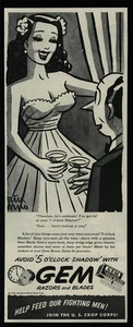 1944 Peter Arno Art - Navajas de afeitar gemas - Hombre y mujer celebrando - ANUNCIO DE COLECCIÓN - Imagen 1 de 1