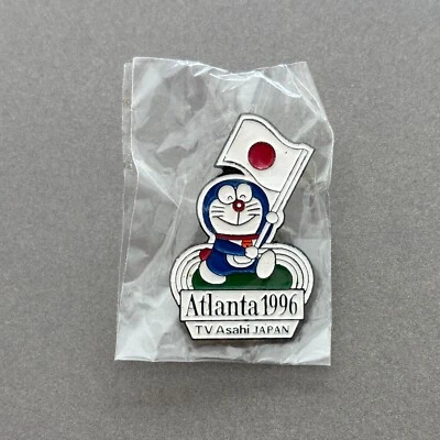 Atlanta Olympic 1996 TV Asahi Media Doraemon Vintage Lapel Pin Sealed - Image 1 of 2